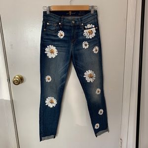 7FAMK daisy painted skinny jeans
